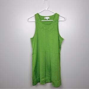 Adrienne Vittadini Women’s L Lime Green 100% Cotton Tank Top Sweater Dress